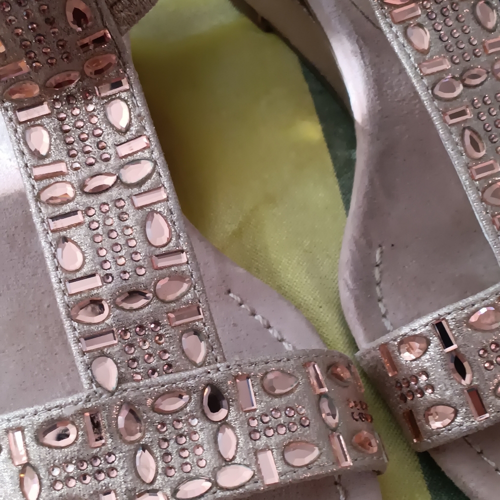 NEW YORK TRANSIT wedges rose gold glitter - 7.5